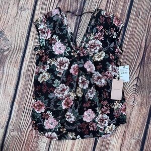 Halogen Black and Pink Floral Blouse
